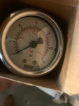 Pressure Gauge, 2" Dial, 30PSI/BAR, 1/4 Npt Cbm, Case. Fixed Price $15.00.