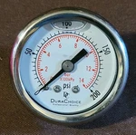 Durachoice 1-1/2" Oil Filled Pressure Gauge Stainless Steel 0-200 Psi 1/8" Npt. Fixed Price $21.60.