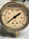 Pressure Gauge 4CFH4A, 0-100 Psi, Stainless Steel, 2-1/2 Dia., Glycerin Filled. Fixed Price $17.50.