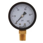 1/4" Npt, 2" Dial, Lower Mount No Lead Pressure Gauge (0-100 Psi) Bluefin. Fixed Price $13.99.