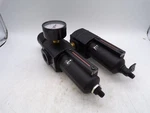 Norgren B73G-4AK-AD1-RMG With L73C-4AP-QDN Pneumatic Accessory Used. Fixed Price $63.00.