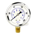 Liquid Filled 2.5" 100 Psi Air Pressure Gauge Lower Mount Side. Fixed Price $21.95.