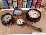 (4) Vintage Antique Pressure Gauges Usg Weiss Crosby Magnehelic Steampunk Art. Fixed Price $195.00.