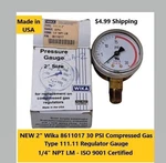 New Wika 2" Pneumatic Pressure Gauge 8611017 1/4" Npt 30 Psi Nib Type 111.11. Fixed Price $23.99.