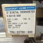 Ashcroft 3" Bi-metal Thermometer Type: Stem: 2.5 30 BC04R 025 7NA-83780-008. Fixed Price $35.00.