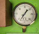 Vintage Jas. P. Marsh Industrial Pressure Gauge Steampunk 0-30 Brass 3/4" Od. Fixed Price $95.00.