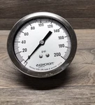 Ashcroft 3.5" Pressure Gauge 0-200 Psi Glycerin Filled 35-1009SWL-02B 1/4" Npt. Fixed Price $40.00.