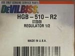 Devilbiss Low Pressure Fluid Regulator Assy HGB-510-R2 Air Piloted Nib. Fixed Price $429.10.
